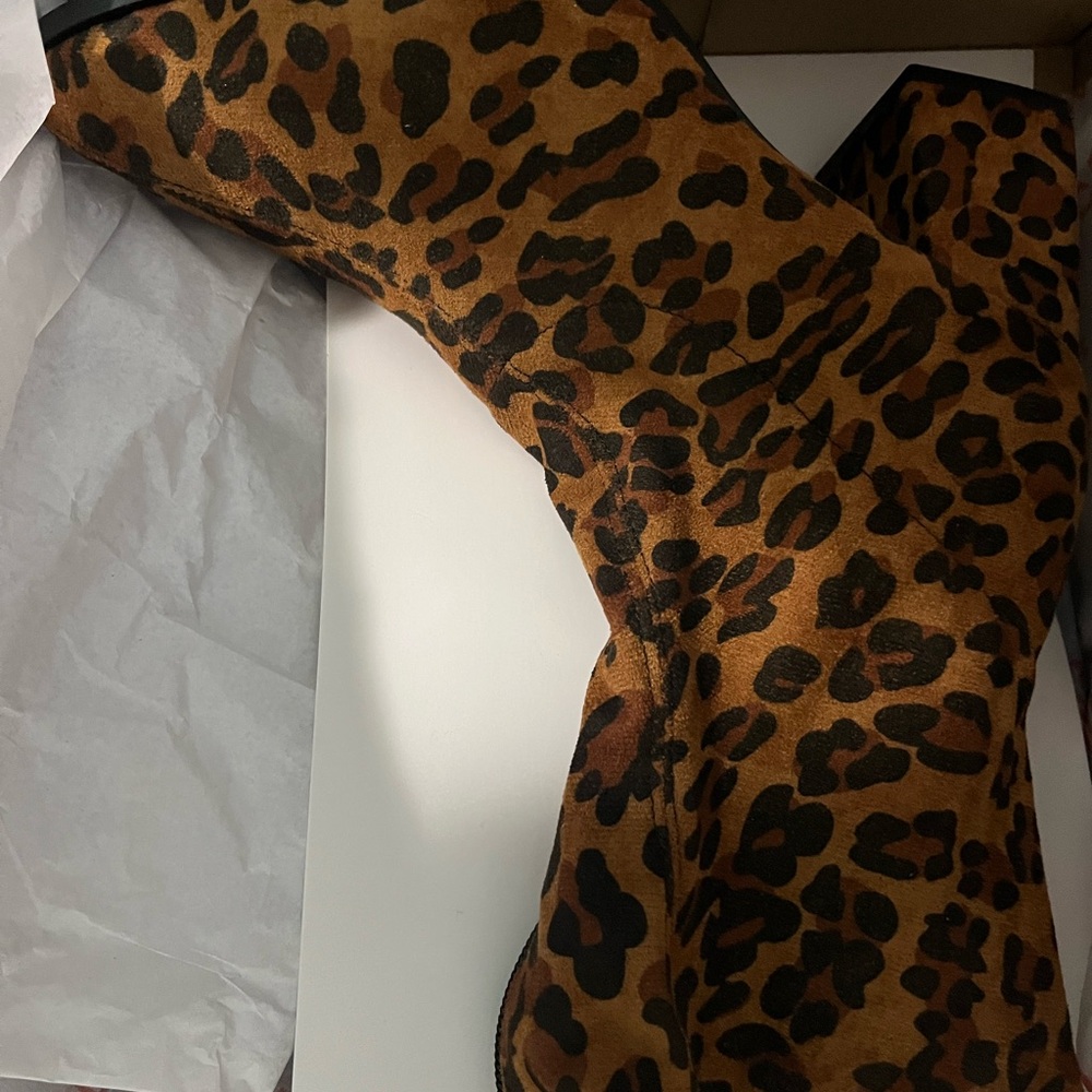Leopard Print Knee-High Boots